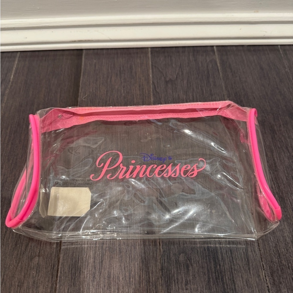 Disney Princesses Clear Pink Accessory Makeup Zip Up Bag Case